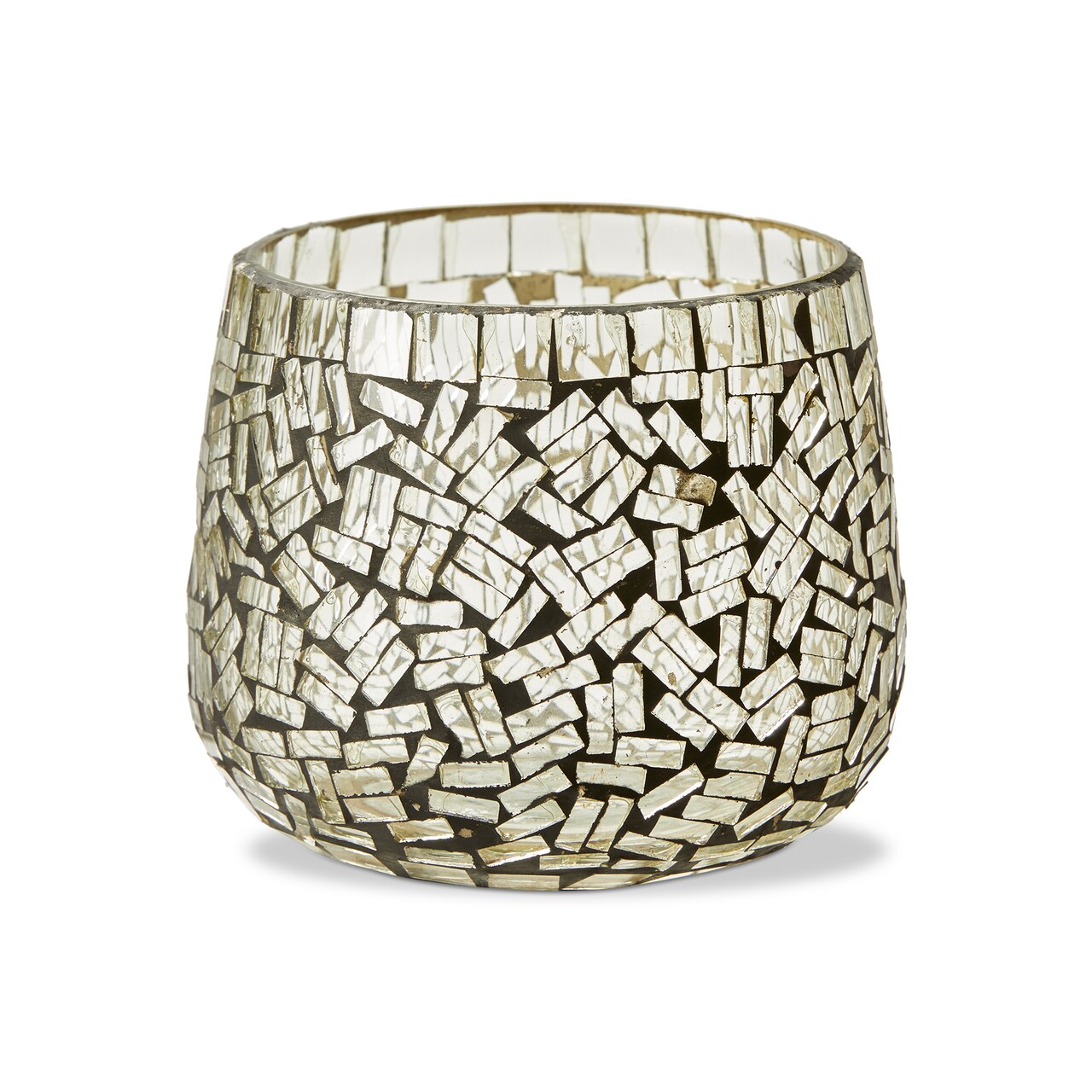 Marin Mosaic Clear Glass Votive Holder Set - Elegant Candle Holders for Tealights and Votives - 4" H x 3.5" W